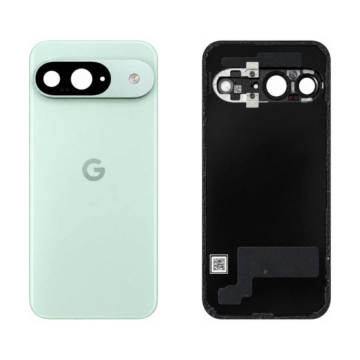 Back Glass for Google Pixel 9 - Wintergreen (Genuine Pulled Grade A/B) - front and rear views