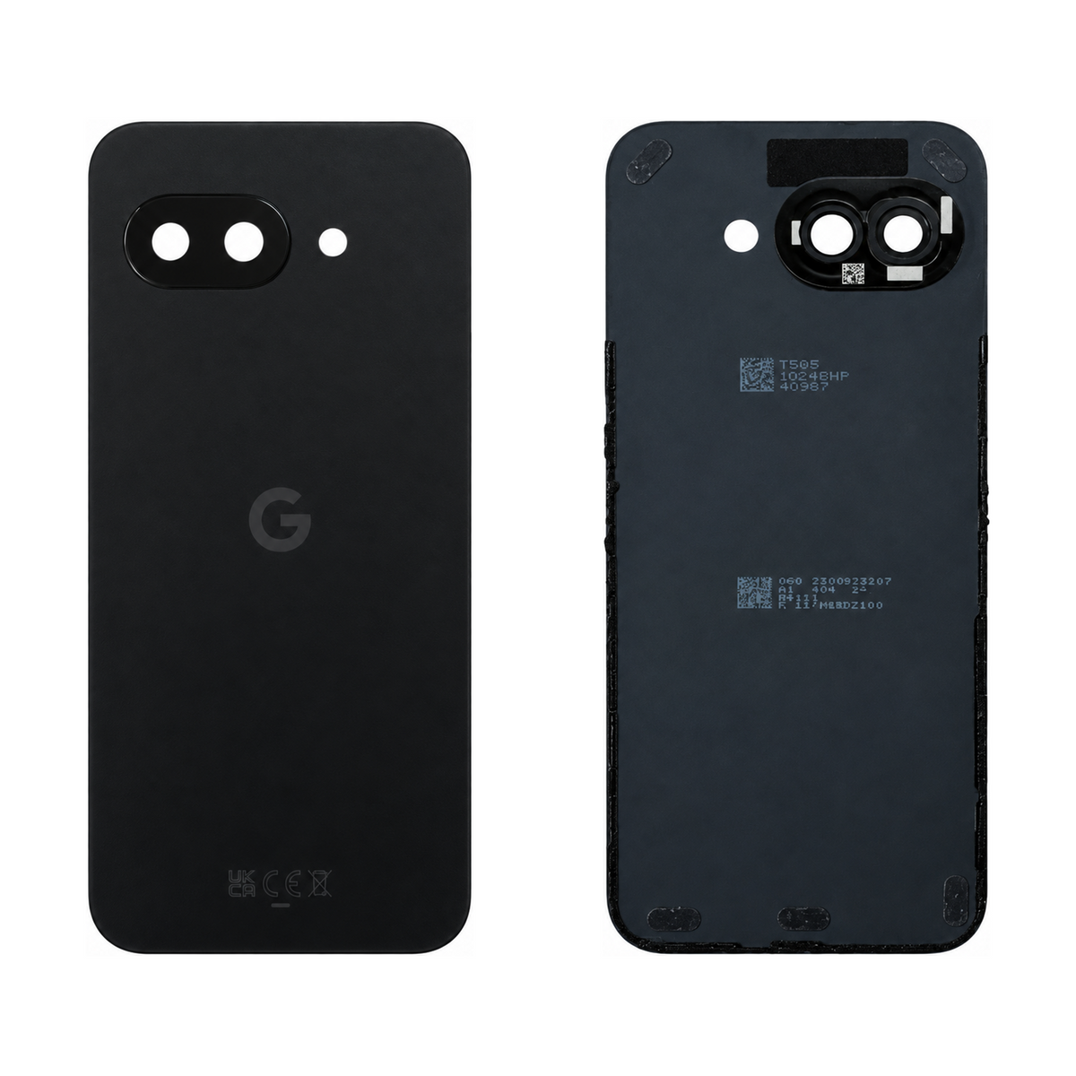 Back Cover for Google Pixel 9a - Obsidian (Genuine Pulled Grade A/B) - front and rear views