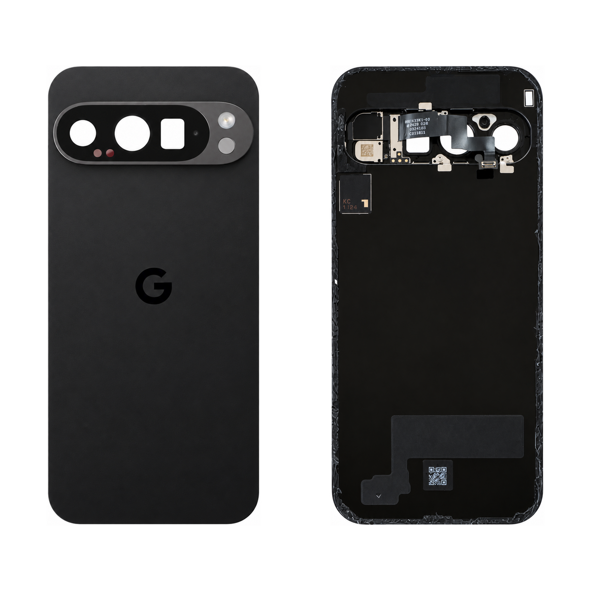 Back Glass for Google Pixel 9 Pro - Obsidian (Genuine Pulled Grade A/B) - front and rear views