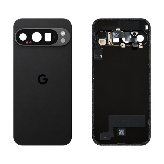 Back Glass for Google Pixel 9 Pro - Obsidian (Genuine Pulled Grade A/B) - front and rear views