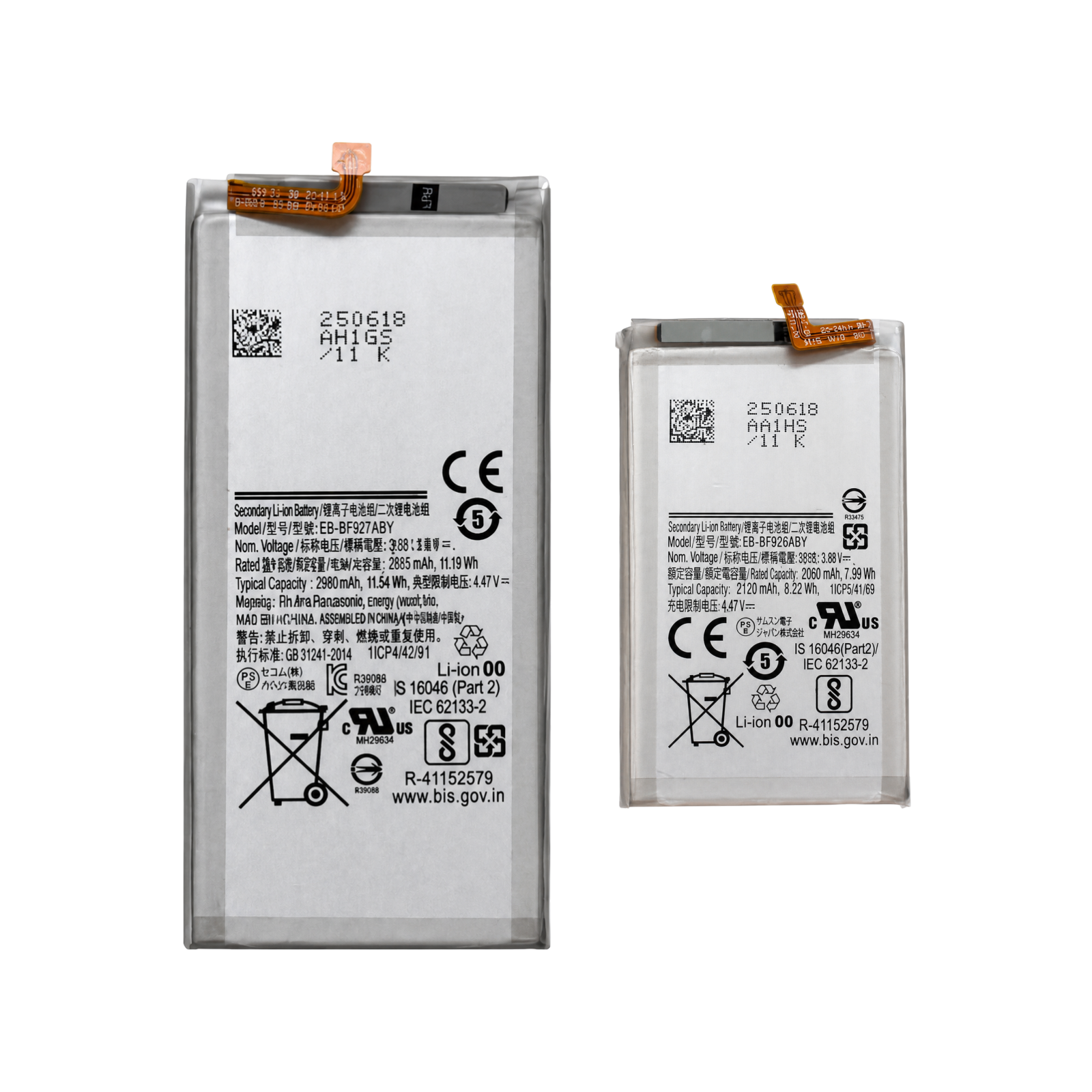 Primary and secondary replacement battery pair for Samsung Galaxy Z Fold 3